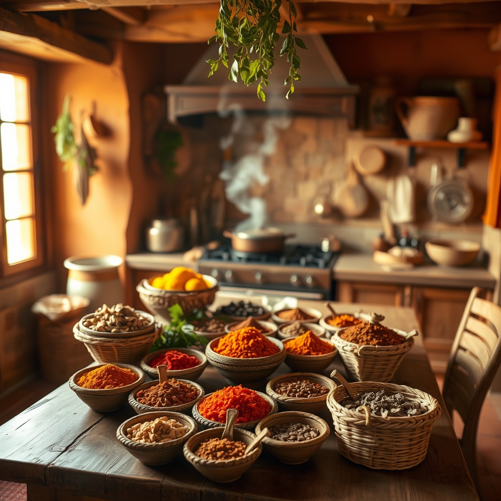 Spice Routes and Family Ties Spices on table