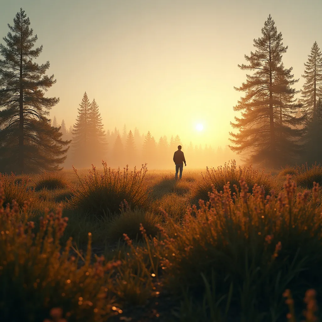 figure in misty forest