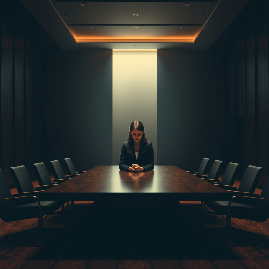 Woman in suit at table