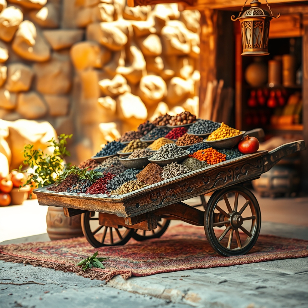 Spices on wooden table