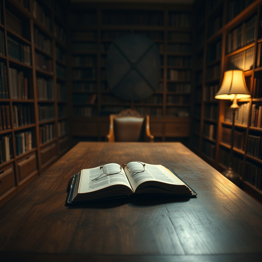 Desk with book and pen